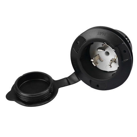 50A 125/250V AC, Non-Nema 3P, 4W, California Style Grounding, Black & White Locking Flanged Inlet CS6375C