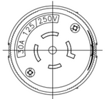 Hubbell Wiring Device 2723 - 30A, 3-Phase Delta, 250V AC, 3-Pole, 4-Wire, L15-30R