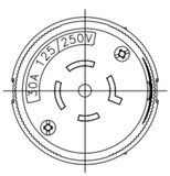 Hubbell Wiring Device 2733 - 30A, 3-Phase, 480V, 3-Pole, 4-Wire, L16-30R