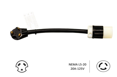 30 AMP 125 VOLT RV PLUG TO 20 AMP 125 VOLT LOCKING CONNECTOR - RV ADAPTER