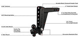 Bulletproof Hitches HD208 2.0" Heavy Duty 10" Drop/Rise Hitch with Dual Ball (22,000lb Rating)