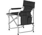Faulkner Aluminum Director Chair with Folding Tray and Cup Holder, Black