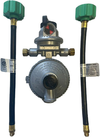 Fairview RV Camper LP Propane 2 Stage Automatic Regulator with 2 x 12 QCC Acme Pigtails, GR-9984