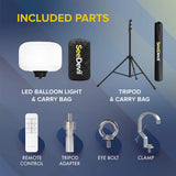 Portable LED Work Light, 7800 Lumen, 60 Watt LED Balloon Light Kit, 60 Watt, 120 Volt, 5000K, 6.5 Ft Tripod, Glare Free Indoor/Outdoor Area Light, Remote Dimmable Portable LED Light